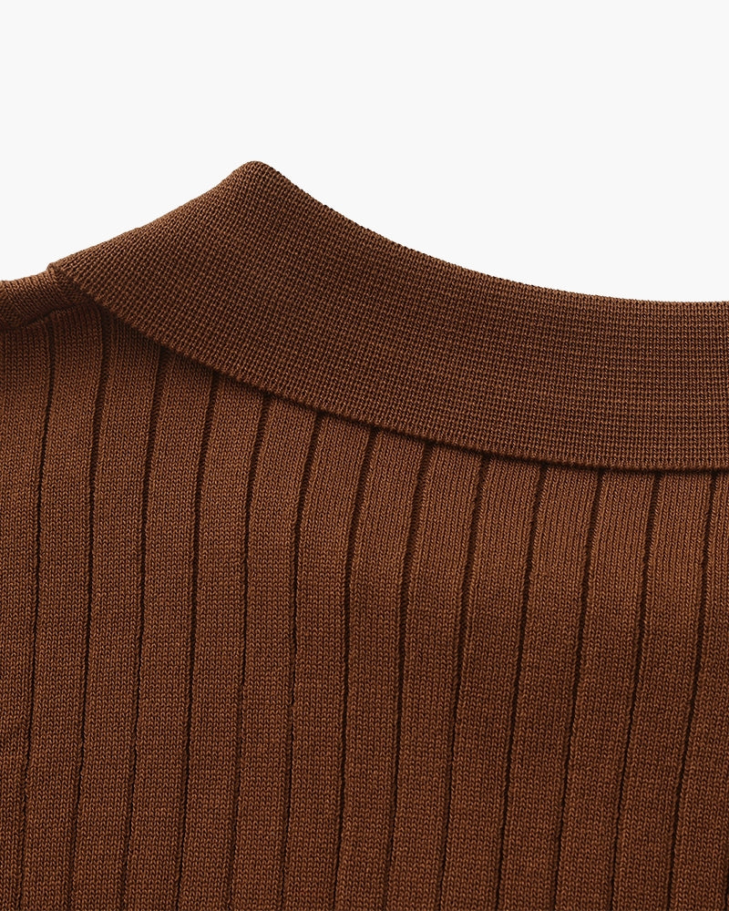 Premium Geripptes Polohemd