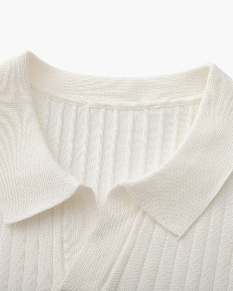 Premium Geripptes Polohemd