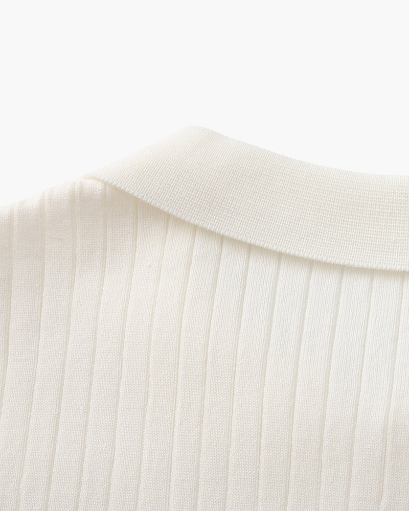 Premium Geripptes Polohemd