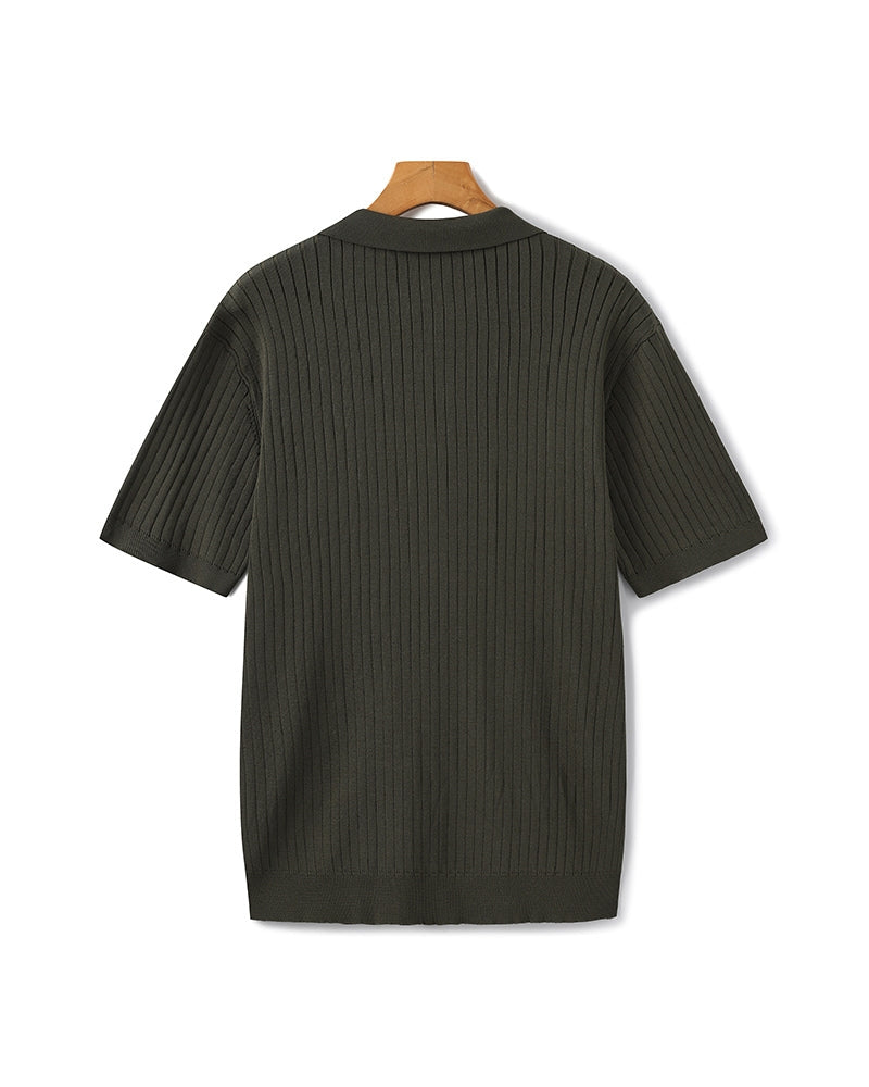 Premium Geripptes Polohemd