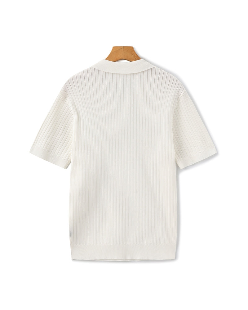 Premium Geripptes Polohemd
