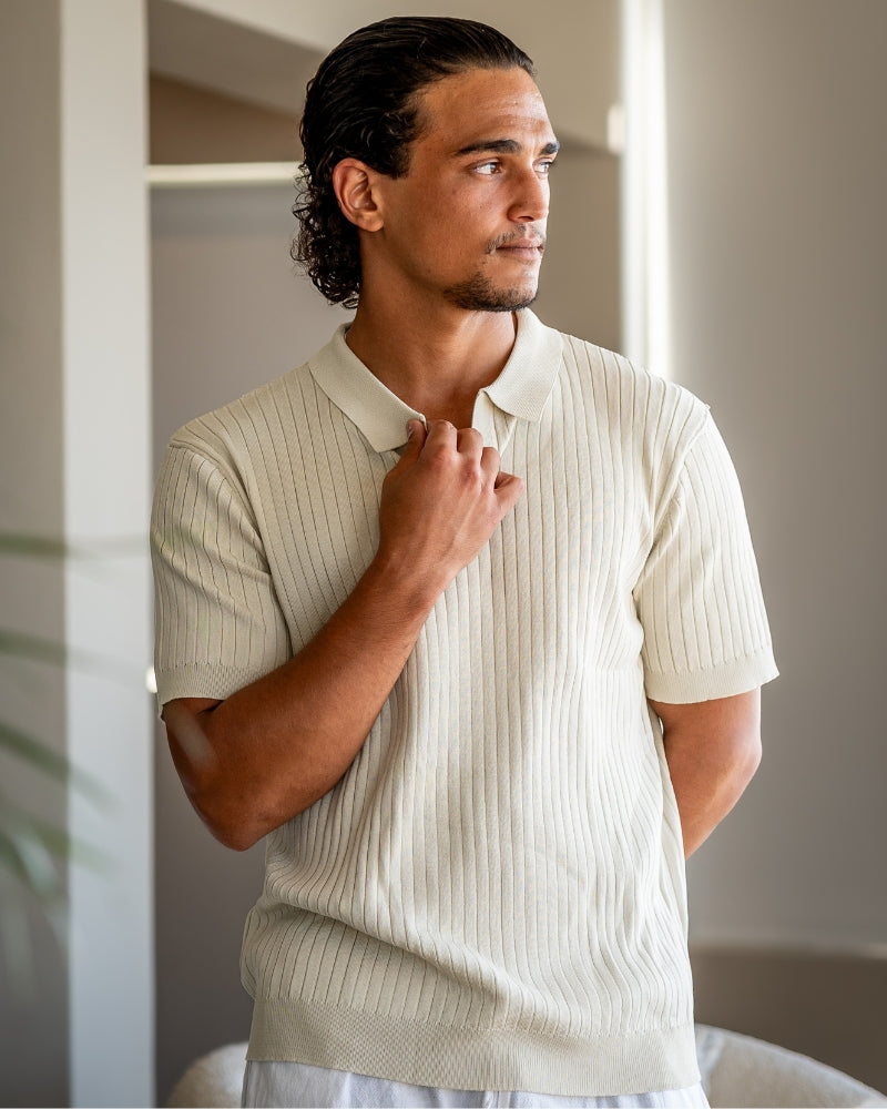 Premium Geripptes Polohemd