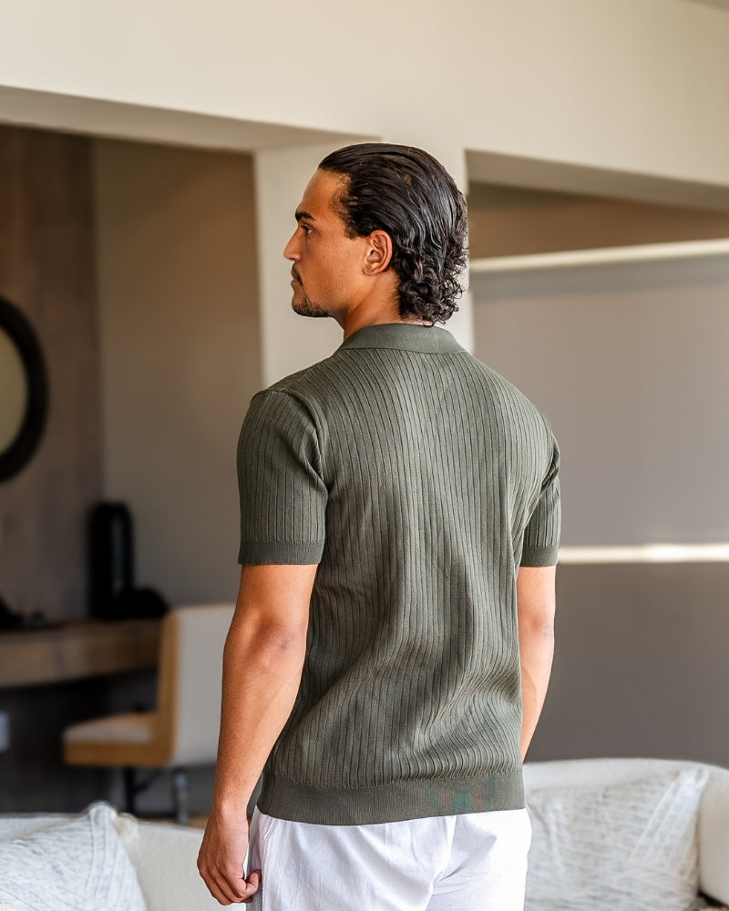 Premium Geripptes Polohemd