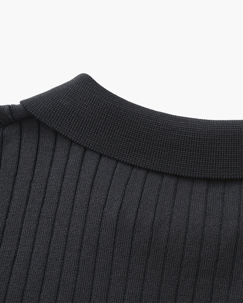 Premium Geripptes Polohemd