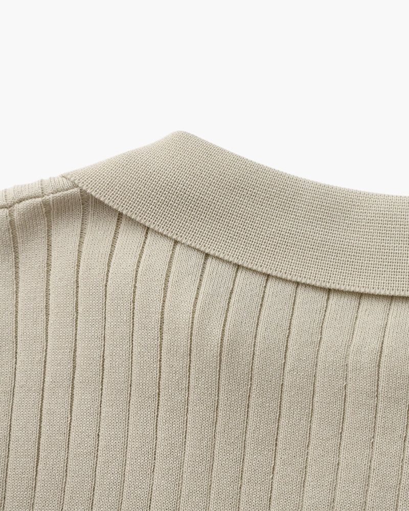 Premium Geripptes Polohemd