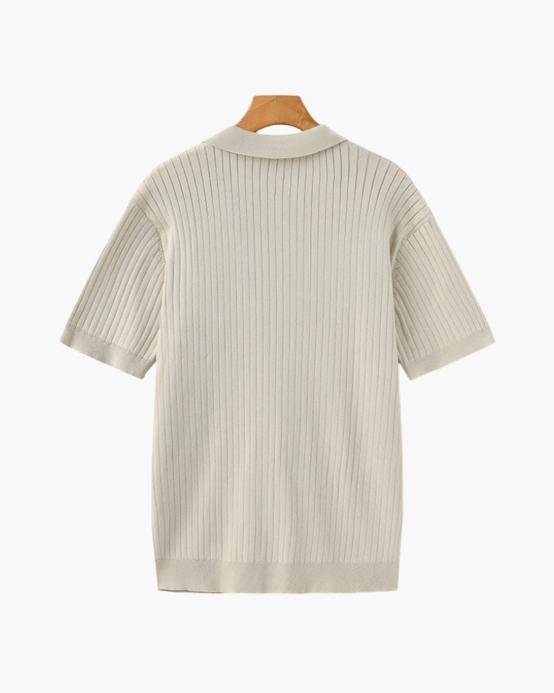 Premium Geripptes Polohemd