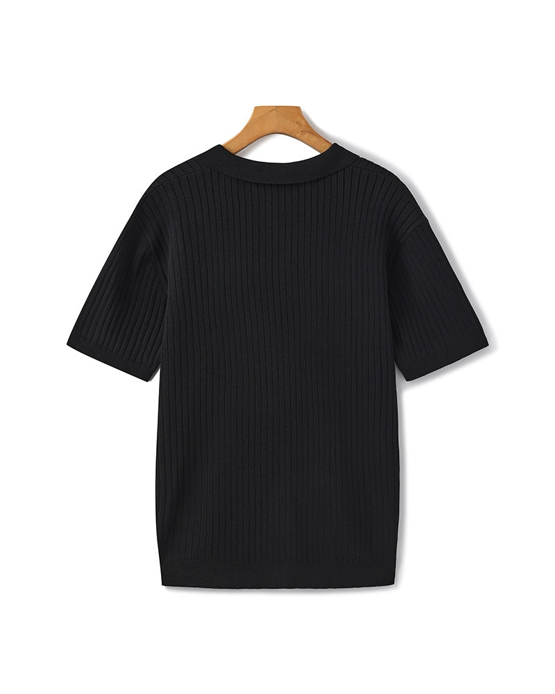 Premium Geripptes Polohemd