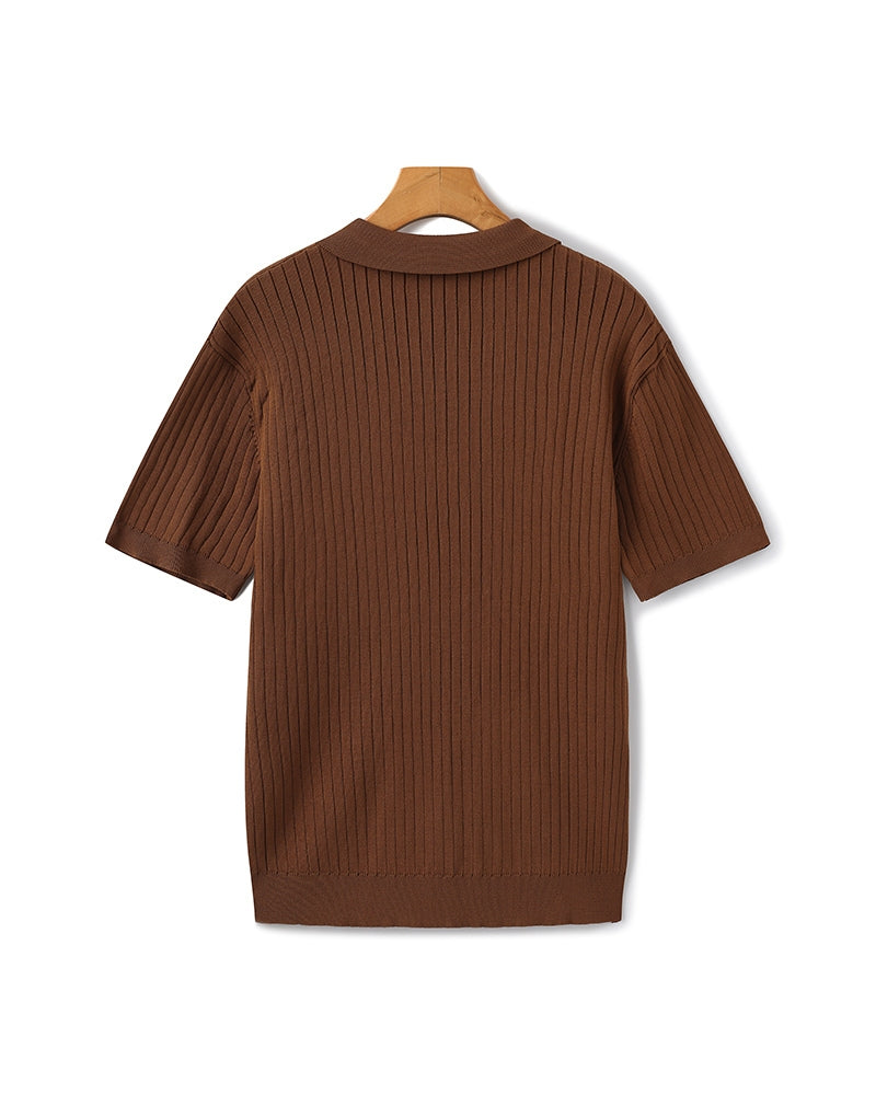 Premium Geripptes Polohemd