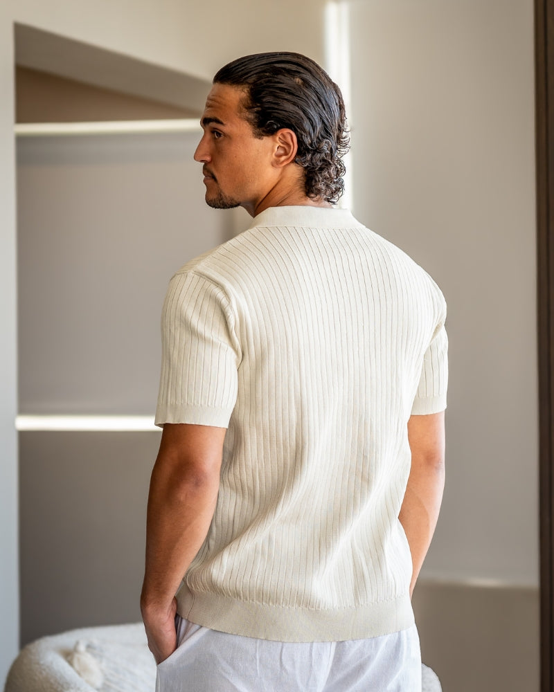 Premium Geripptes Polohemd