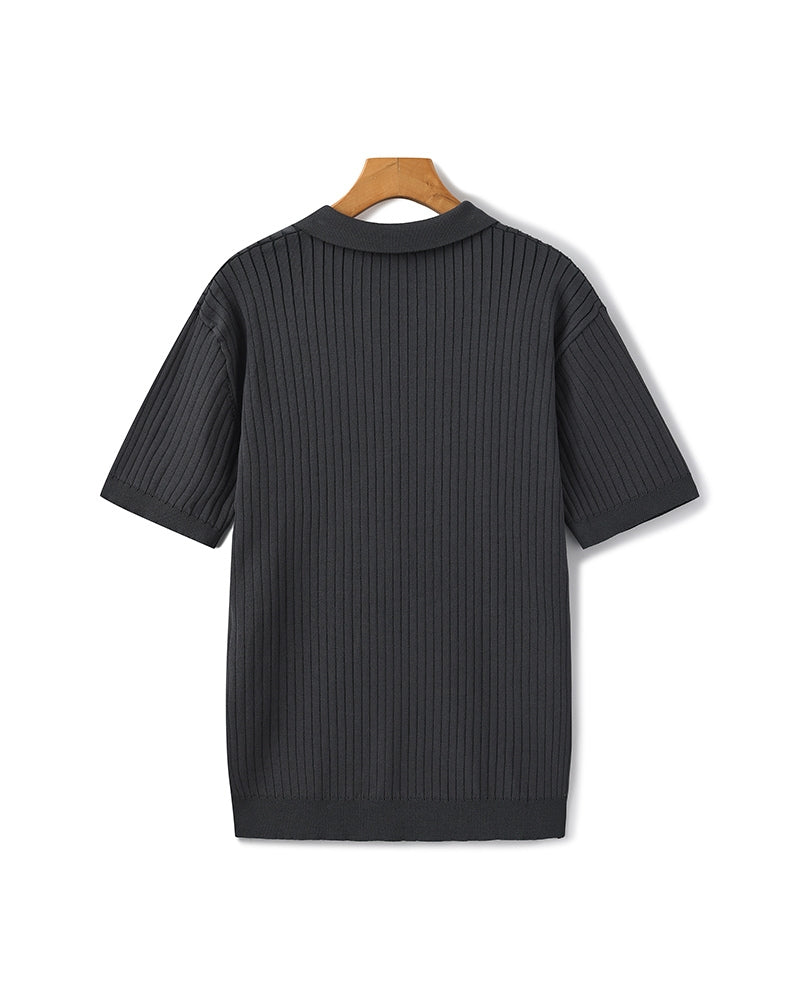 Premium Geripptes Polohemd