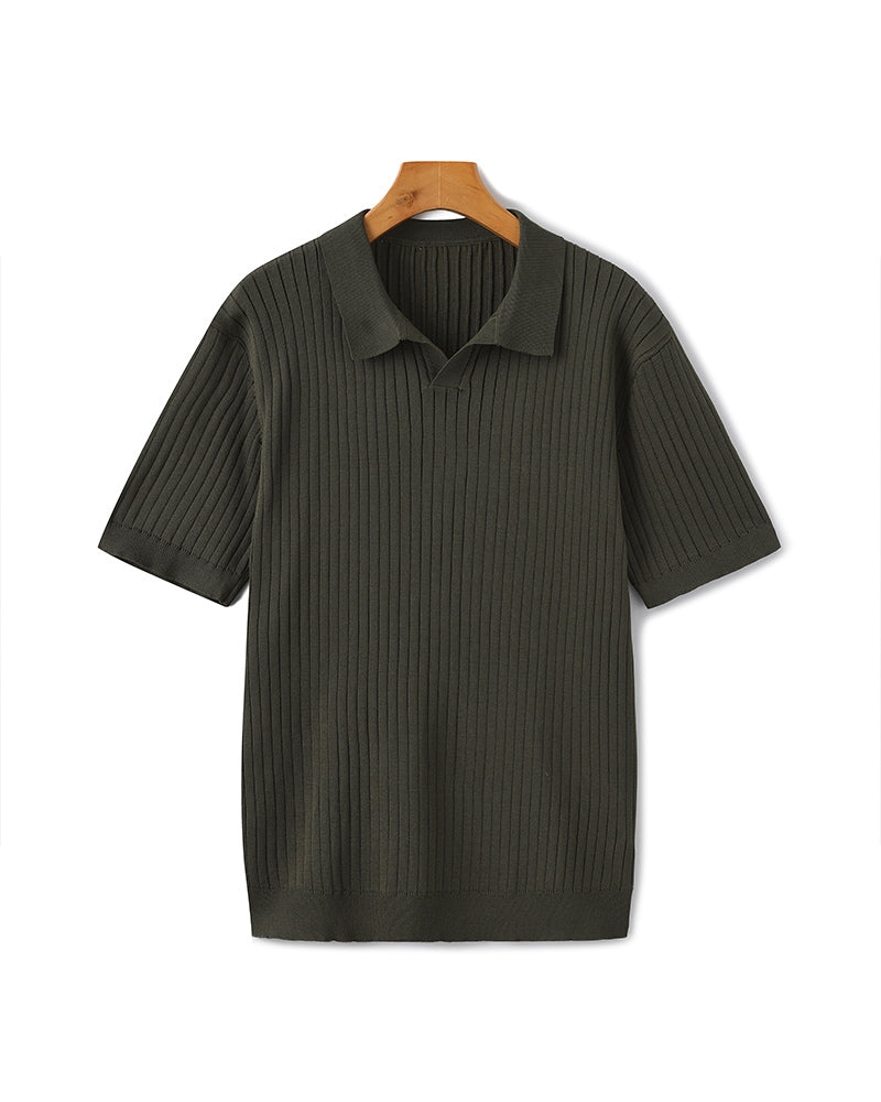 Premium Geripptes Polohemd