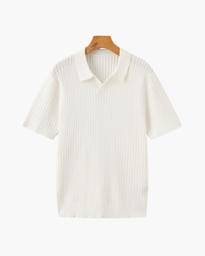 Premium Geripptes Polohemd