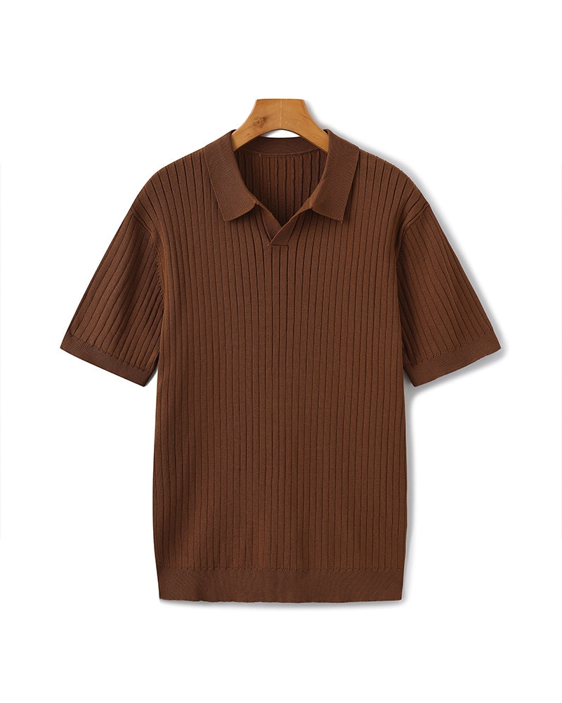 Premium Geripptes Polohemd
